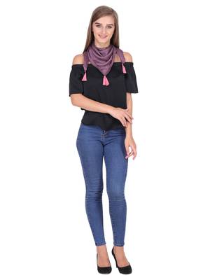 purple Viscose tassels Square Scarf (65X65 cm) 2