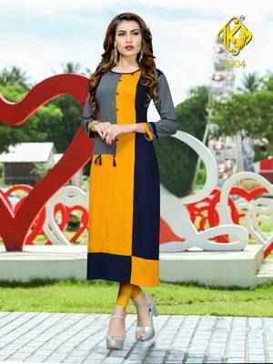 Multicolor plain rayon kurti 1