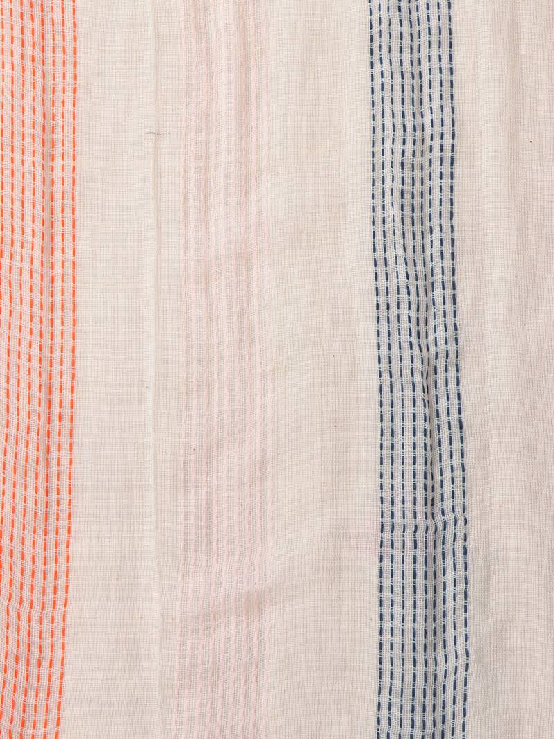 Off White and Multicolour Cotton Tassels Long Scarf (50X180 cm)