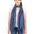 Navy Blue Doted Viscose Lurex Frayed Stole (70X180 cm)