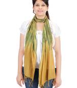 Mustard Cotton Abstract Printed Fringed Scarf (45X200 cm)