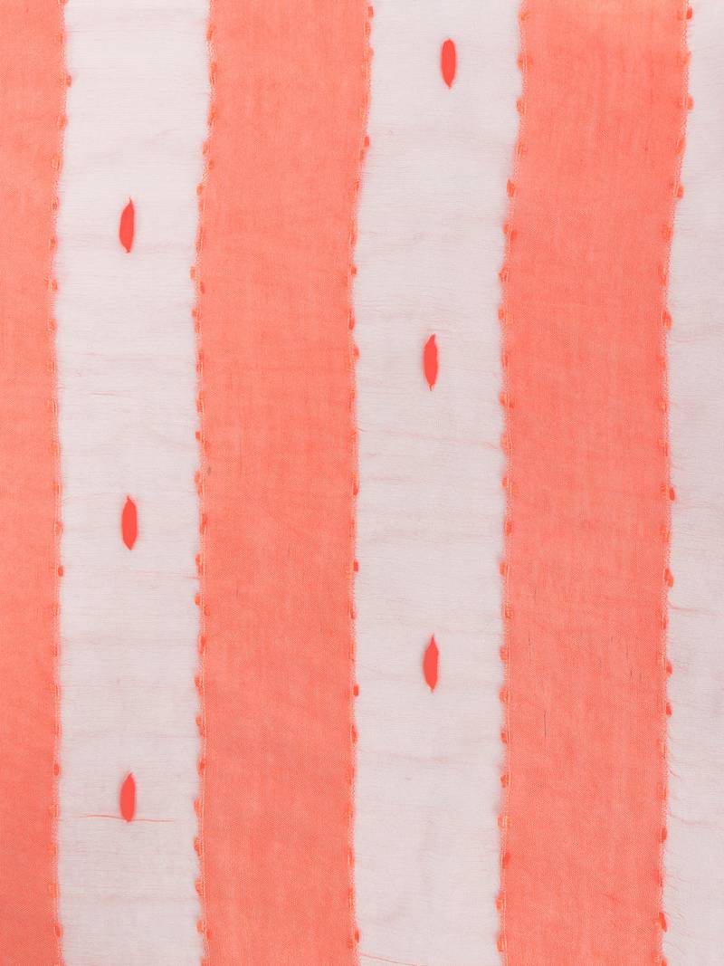 Coral Art Silk Striped Fringed Scarf (65X200 cm)