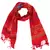 Red and Multicolor Viscose Jacquard Geometric Shawl (70x200 cm)