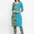 Light Blue & Multi Cotton Women's Unstitched Straight Pant Suit