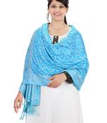 Blue Paisley Viscose Jacquard Reversible Shawl (70X200 cm)