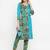 Light Blue & Multi Cotton Women's Unstitched Straight Pant Suit