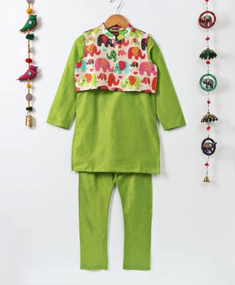 Green Stylish Boys Kurta Pyjama set 1