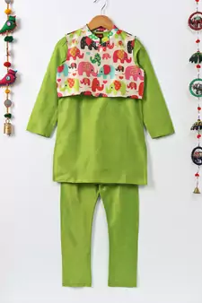 Green Stylish Boys Kurta Pyjama set