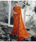Orange printed georgette saree with blouse