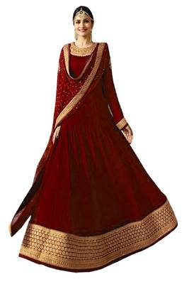 Red embroidered faux georgette salwar 3