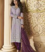 Light-violet embroidered georgette salwar