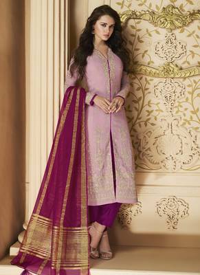 Pink Embroidered Georgette Salwar 1
