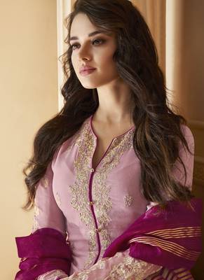 Pink Embroidered Georgette Salwar 3