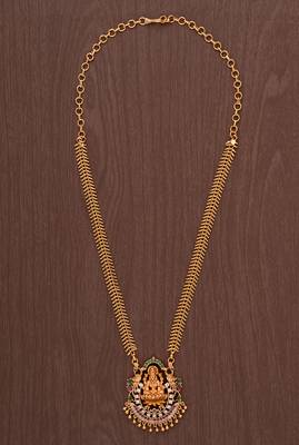 Golden necklace with big Laxmi pendant one gram gold 2