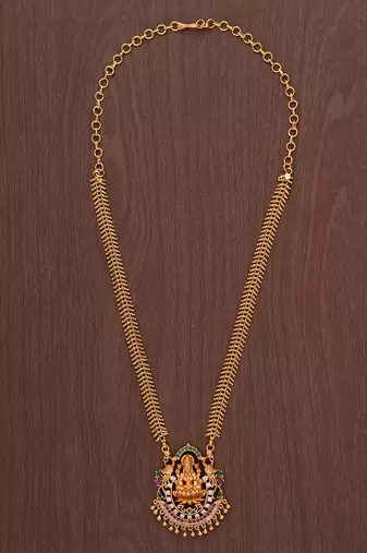 Golden necklace with big Laxmi pendant one gram gold