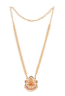 Golden necklace with big Laxmi pendant one gram gold 3