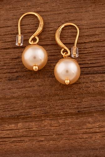 Light gold Swarovski pearls 10mm earrings one gram gold