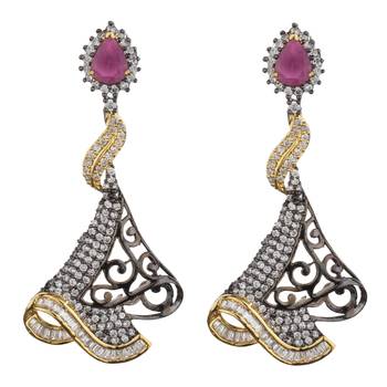 Pink Cubic Zirconia Danglers Drops 2