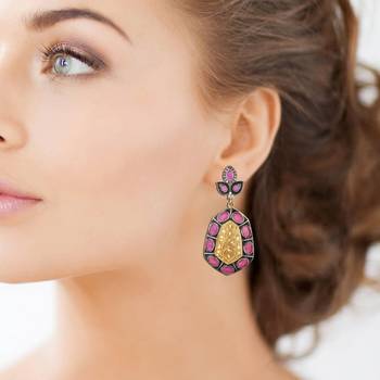 Pink Cubic Zirconia Danglers Drops 1
