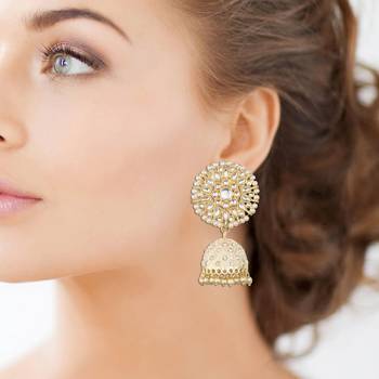 Golden Kundan  Agate Jhumkas 1
