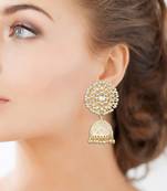 Golden Kundan  Agate Jhumkas