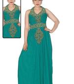 Dark green embroidered georgette islamic kaftans