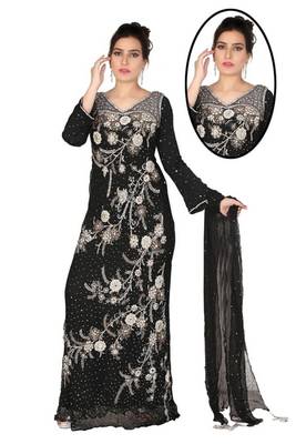 Black embroidered georgette islamic kaftans 1