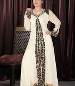 Cream embroidered georgette islamic kaftans