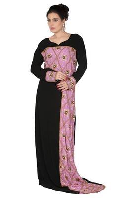 Multicolor embroidered georgette islamic kaftans 1