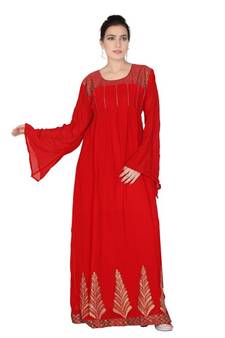 Red embroidered georgette islamic kaftans