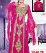 Pink embroidered georgette islamic kaftans