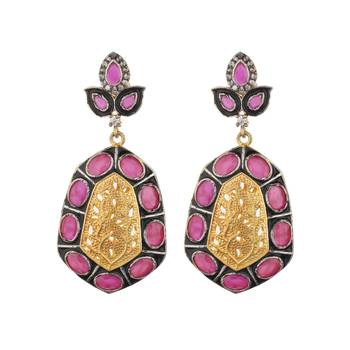 Pink Cubic Zirconia Danglers Drops 2