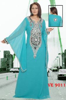 Blue embroidered georgette islamic kaftans