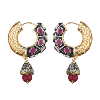 Maroon Cubic Zirconia Danglers Drops 2