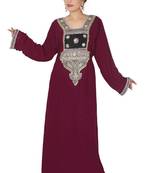 Magenta embroidered georgette islamic kaftans
