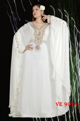 White embroidered georgette islamic kaftans 1