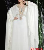 White embroidered georgette islamic kaftans