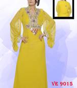 Yellow embroidered georgette islamic kaftans