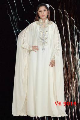 White embroidered georgette islamic kaftans 1