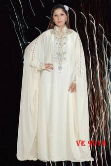 White embroidered georgette islamic kaftans
