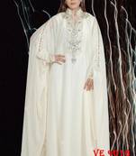 White embroidered georgette islamic kaftans