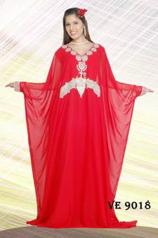 Red embroidered georgette islamic kaftans