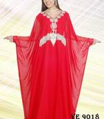Red embroidered georgette islamic kaftans