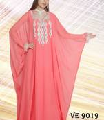 Peach embroidered georgette islamic kaftans