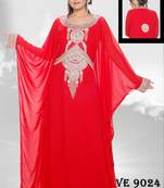 Red embroidered georgette islamic kaftans