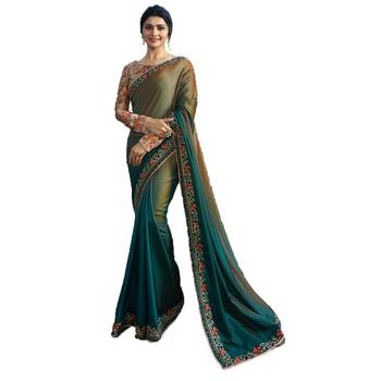 Grey
 plain silk saree with blouse 1