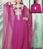 Magenta embroidered georgette islamic kaftans