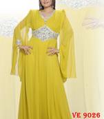 Yellow embroidered georgette islamic kaftans