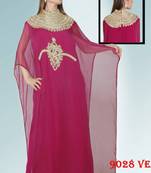 Magenta embroidered georgette islamic kaftans