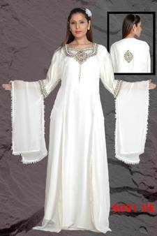 White embroidered georgette islamic kaftans